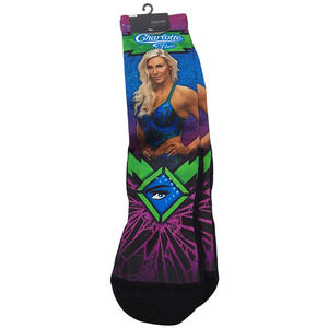 NWT Charlotte Flair Graphic Rock 'Em Socks WWE L/XL Wrestling